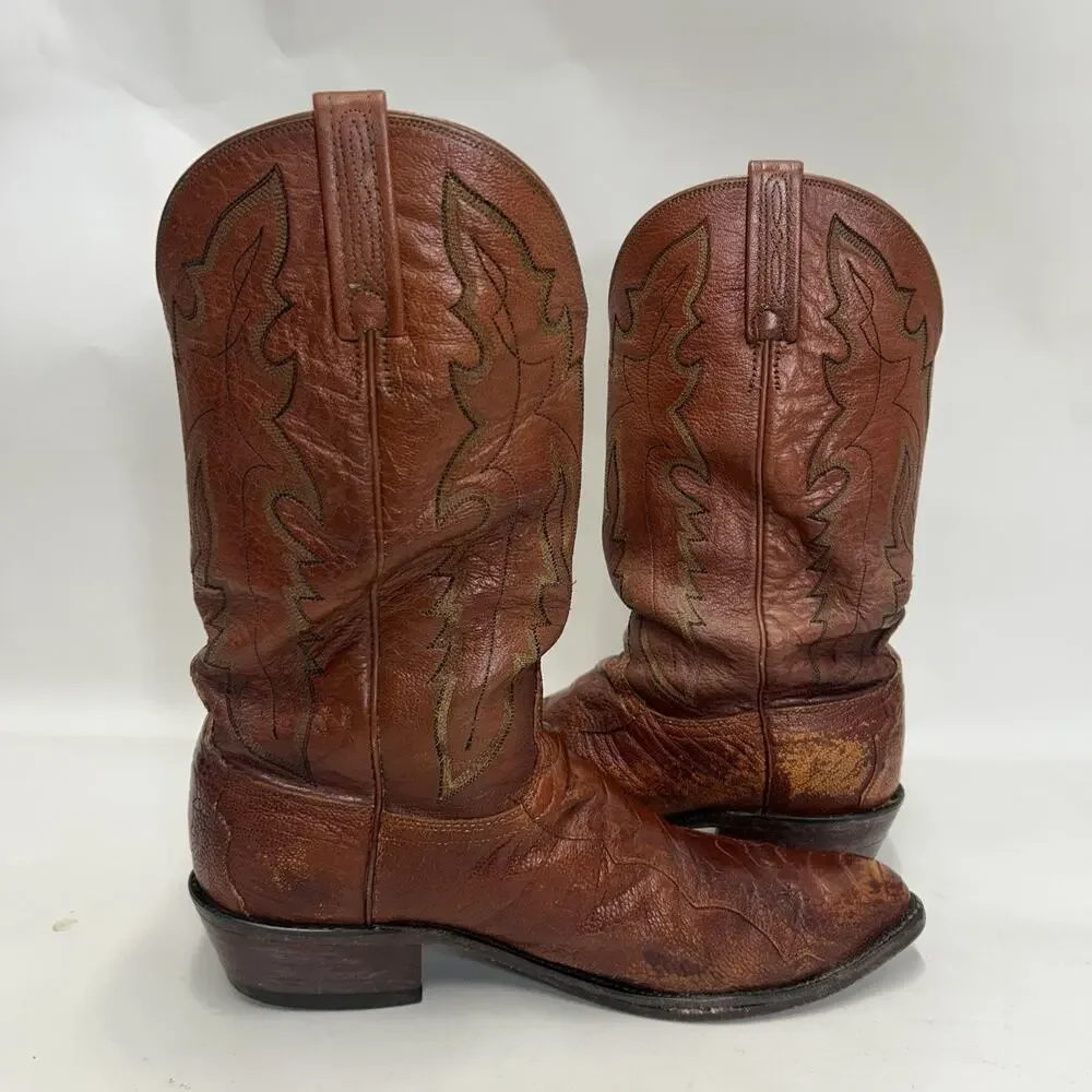Vintage Lucchese 1883 Ostrich Leg Cowboy Boots “Brown”